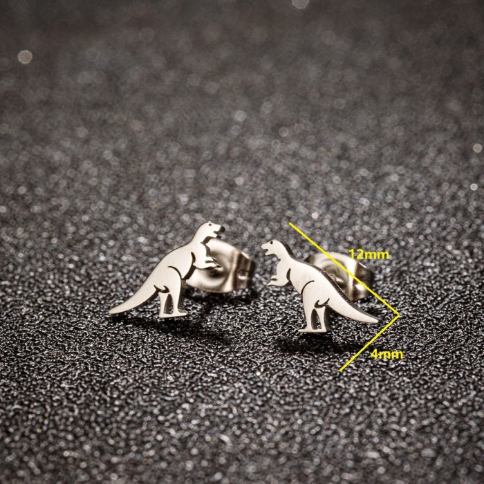 Cartoon Cute Little Dinosaur Earrings for Women Fresh Glossy Small Animal Mini Earrings 2025 New Earrings