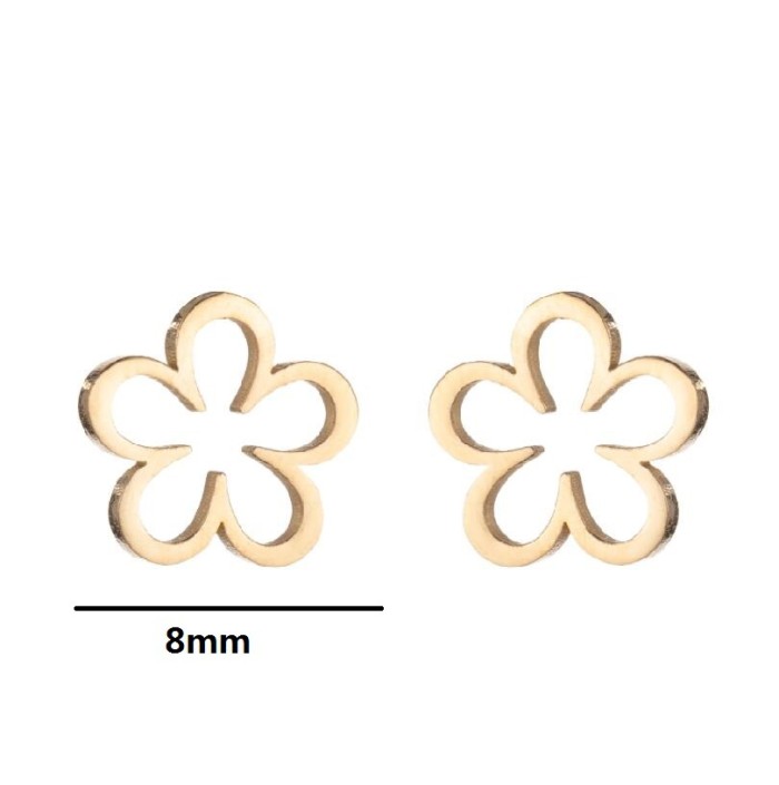 Korean Dongdaemun Fashion Versatile Fresh Stainless Steel Hollow Flower Stud Earrings French Retro Flower Stamen Earr...