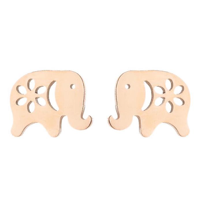 2025 Retro European and American Style Mini Stainless Steel Animal Earrings Cute Giraffe Snake Fish Rabbit Cat Ear Jewelry