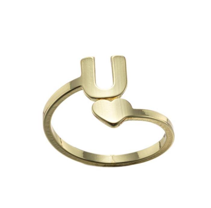 New Letter Open Ring for Women, European and American Simple Fashion Couple Rings, Heart Vintage Rings for Girls, Wholesale