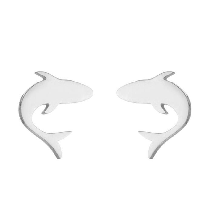 European and American New Cross-Border Small Earrings for Women Simple Animal Earrings Bee Dolphin Earrings Electroplated Korean Style Earrings Wholesale
