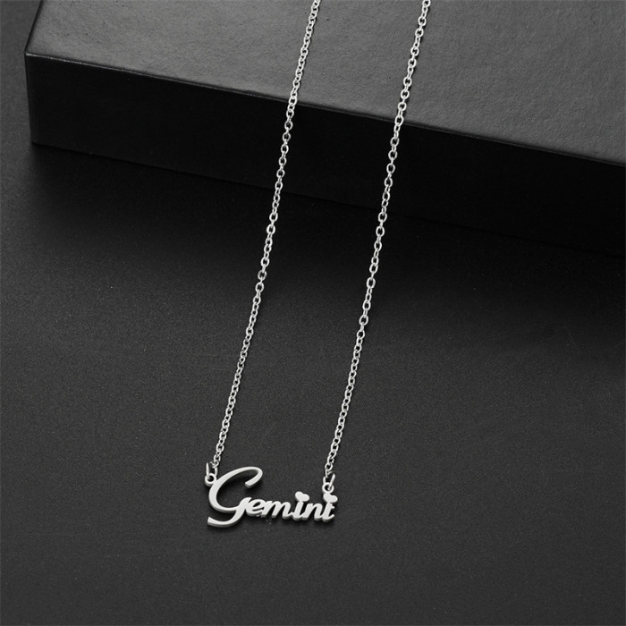 Stainless Steel Twelve Constellations English Jewelry Accessories New Simple Personality Layered Necklace Wholesale f...