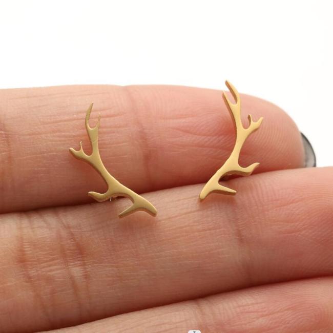 2025 Women's Japanese and Korean Style Deer Antler Earrings Forest Style Sweet Personality Simple Fresh Deer Antler Earrings Wholesale