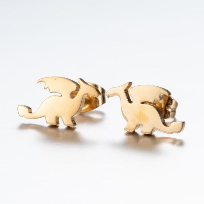 Japanese Style Cute Dinosaur Earrings Ins Female Cartoon Creative Versatile New Mini Small Animal Ear Bone Stud Wholesale