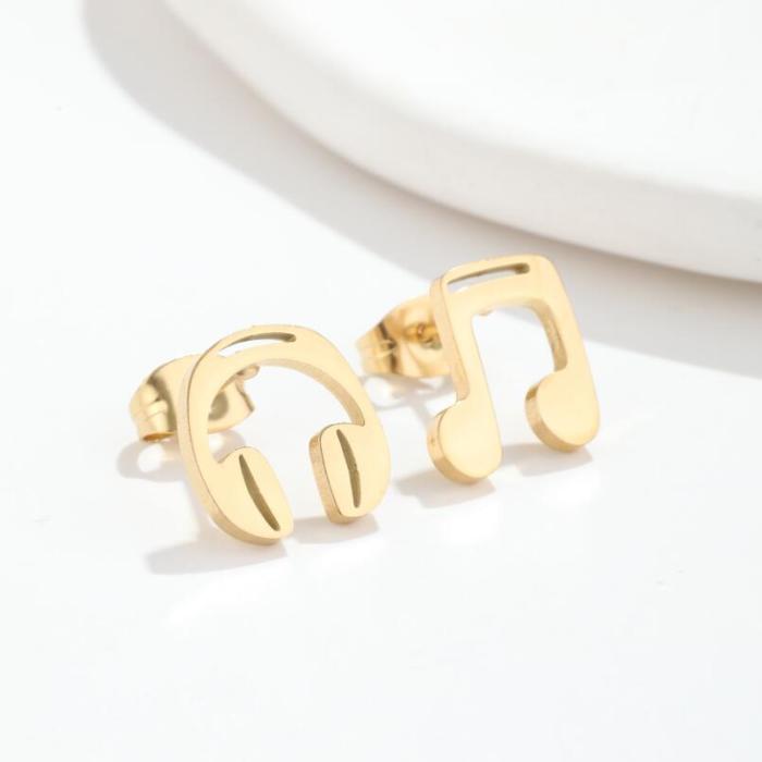 Headphone Music Note Earrings for Women Korean Fashion Asymmetric New Style Elegant Simple Geometric Earrings Cross-Border Wholesale