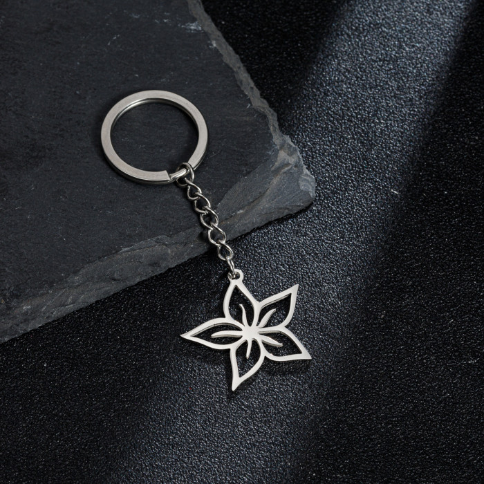 Amazon Metal Stainless Steel Keychain Bag Pendant Fashion Creative Fashion Plant Stamen Rose Flower