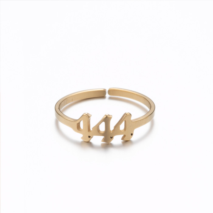 Amazon Lucky Number Angel 111-999 Open 18K Gold Ring Commemorative Gift Stainless Steel Unisex Ring