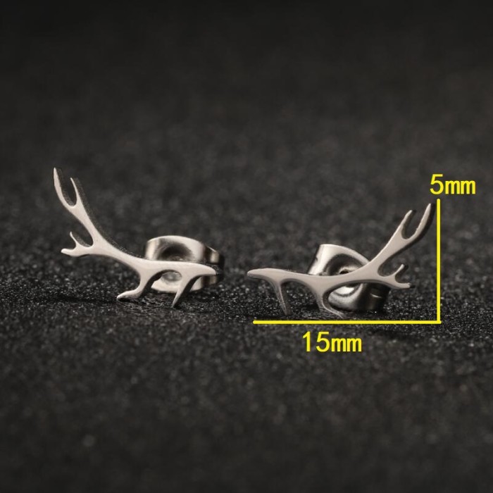 2025 Women's Japanese and Korean Style Deer Antler Earrings Forest Style Sweet Personality Simple Fresh Deer Antler Earrings Wholesale