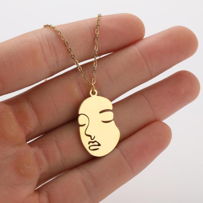 French New Style Pattern Pendant Necklace Fresh Ins Style Clavicle Chain Design Fashion Personality Temperament Necklace