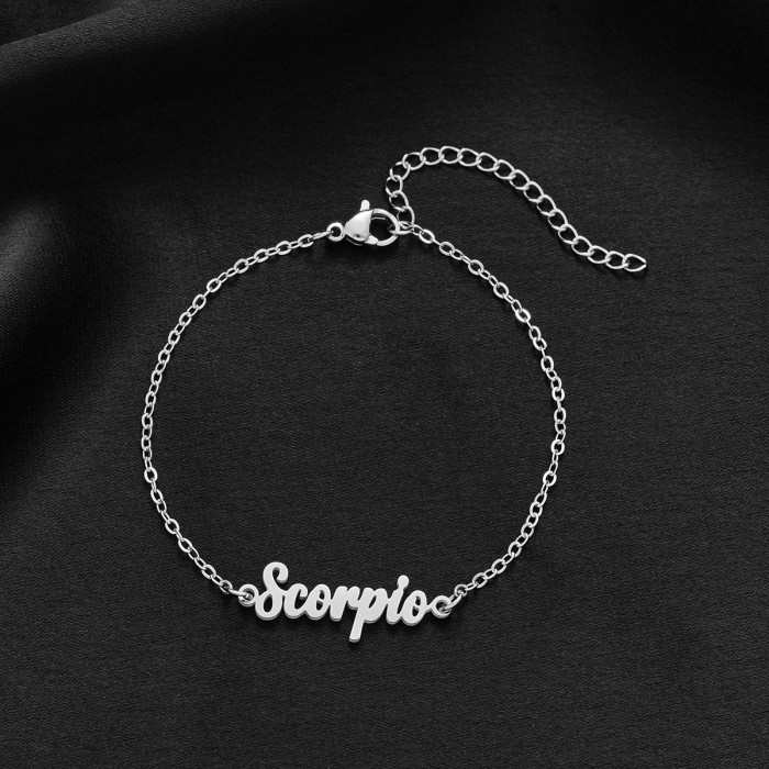 Foreign Trade Cross-Border Versatile Bracelet INS Female Niche Stainless Steel 18K Gold Plated Twelve Constellation Pendant Bracelet Bangle