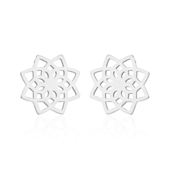 Bohemian Personality Earrings for Women and Children, Fashionable Stainless Steel Leaf and Pineapple Flower Stud Earrings, Women's Fashion Accessories