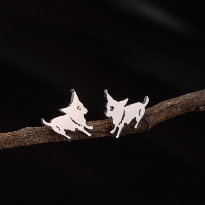 European and American Cross-Border Stainless Steel Zodiac Puppy Earrings INS Style Small Fashion Cute Mini Animal Earrings Jewelry