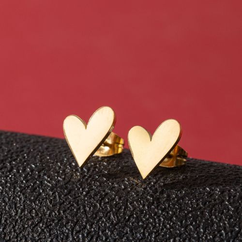 Cross-Border New Ins Style Literary Sweet Geometric Simple Heart Earrings Fashion Stainless Steel Heart-Shaped Ear Jewelry Wholesale