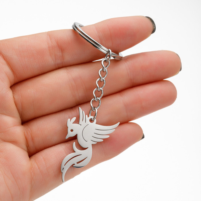 Stainless Steel Keychain Pendant 2025 Spring Birdsong Flower Fragrance Swallow Eagle Phoenix Keychain Ornament Wholesale
