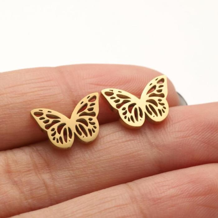 Butterfly Earrings for Women 2025 New Stainless Steel Earrings Light Luxury Niche Design Personality Butterfly Wing Ear Jewelry