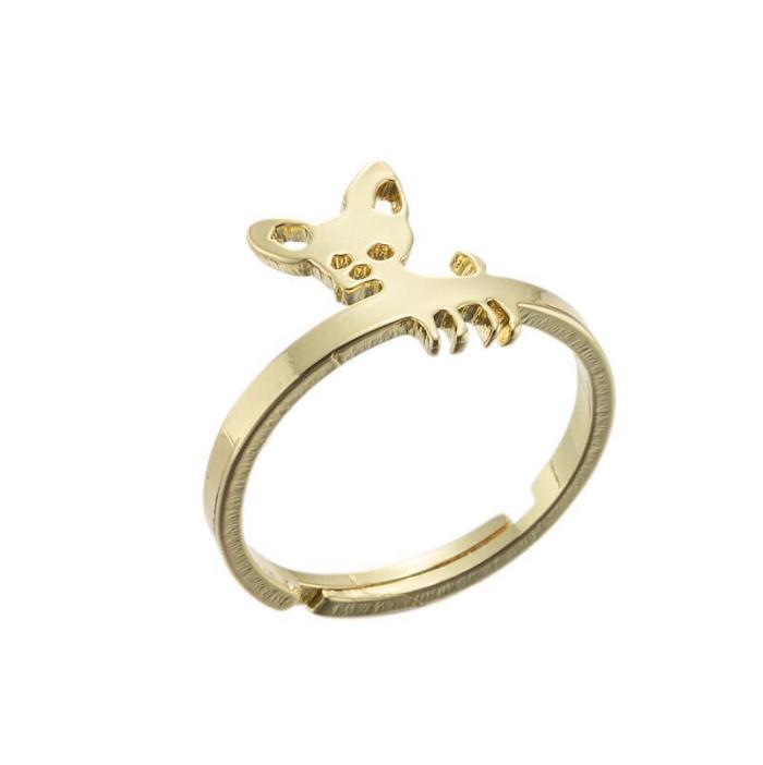 Fashion New Stainless Steel Small Animal Ring for Women Cute Pet Dog Hand Jewelry Manufacturer In Stock Wholesale