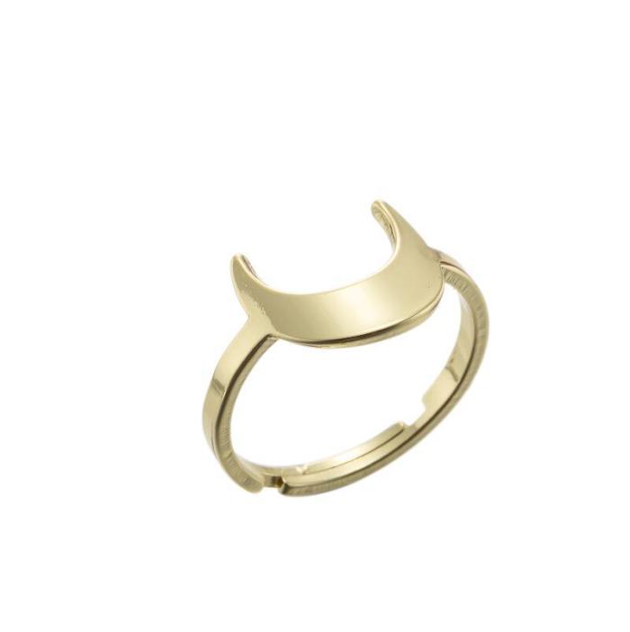 Stainless Steel Geometric Ring Female fashion casual Round Triangle Heart Star Moon Open Ring Ins
