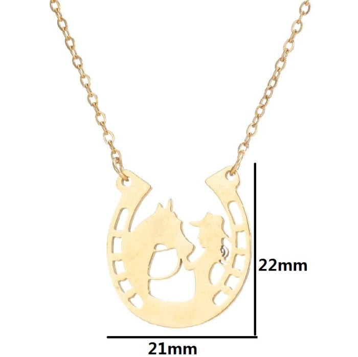 Vintage Sunflower Sweater Chain INS Metal Style Stainless Steel Horseshoe Heart Necklace for Women with Unique Design