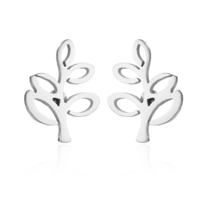 Bohemian Personality Earrings for Women and Children, Fashionable Stainless Steel Leaf and Pineapple Flower Stud Earrings, Women's Fashion Accessories
