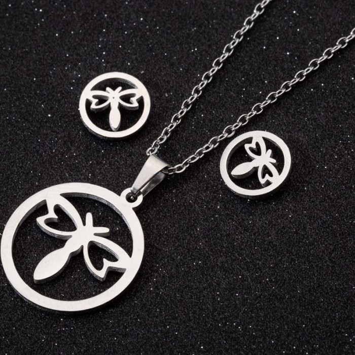 Summer New Cross-Border Crown Snowflake Cactus Skull Moon Flower Butterfly Dragonfly Geometric Earrings Necklace