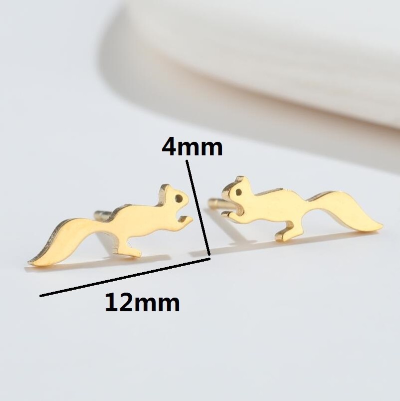 Cute Running Squirrel Earrings Korean Fun Stainless Steel Small Animal Earrings Simple Jewelry for Girls Wholesale