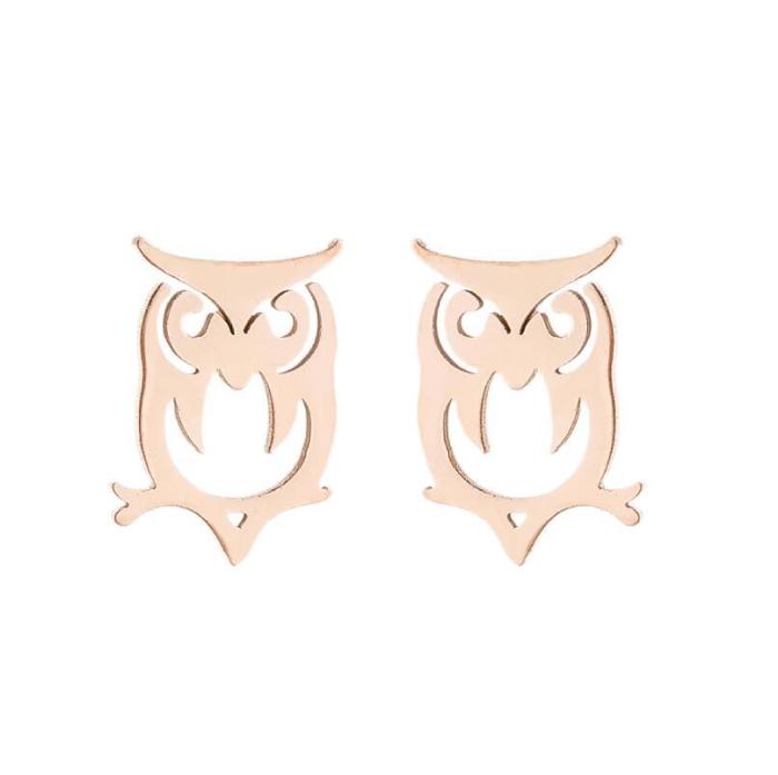 Giraffe Bee Whale Elephant Animal Earrings for Women Cute Simple Stainless Steel Phoenix Owl Ear Jewelry