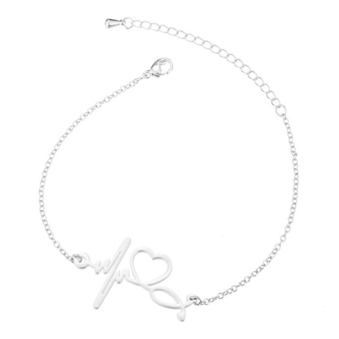 European and American New Style Jewelry Women's Simple Geometric Stainless Steel Hollow Mickey Head Star Double Heart Airplane Bracelet