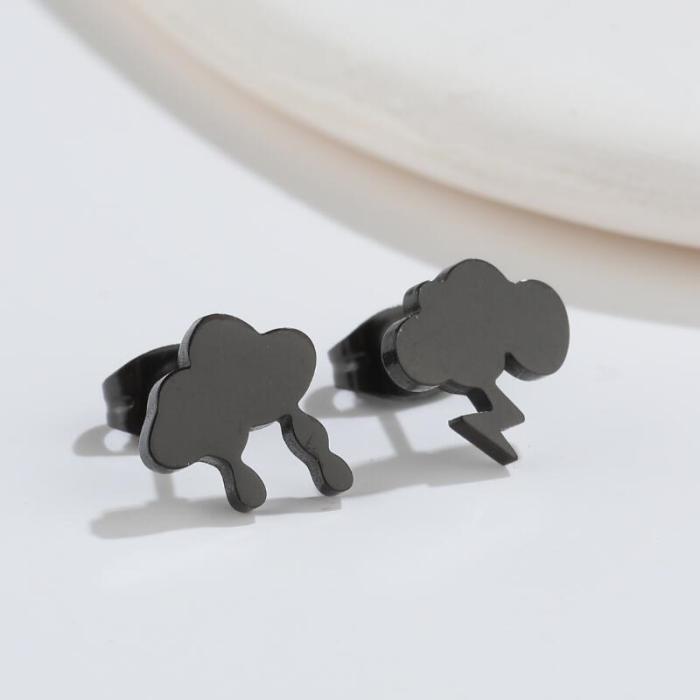 Korean Version Japanese Style Sweet New Geometric Simple Heart-Shaped Moon Earrings Asymmetric Key Lock Stud Earrings Wholesale