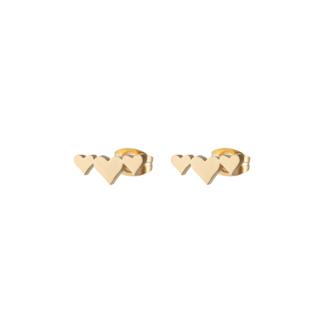 Korean Version Simple Personality Fashion Niche Earrings Stainless Steel New Heart Earrings Ear Bone Studs Manufacturer Cross-Border Wholesale