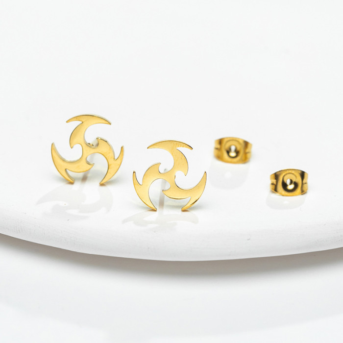 New Style Fire Whirlwind Women's Earrings Ins Fashion Stainless Steel Rotating Geometric Ear Bone Stud Wholesale