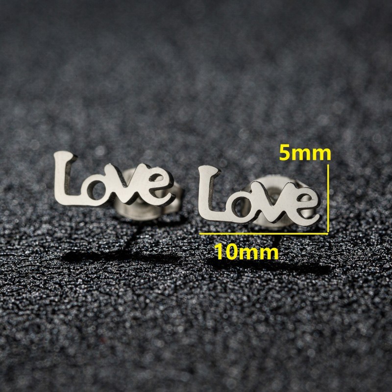European and American Retro English Letter LOVE Earrings INS Fashion Stainless Steel Cross-Border Valentine's Day Best Friend Earrings In Stock