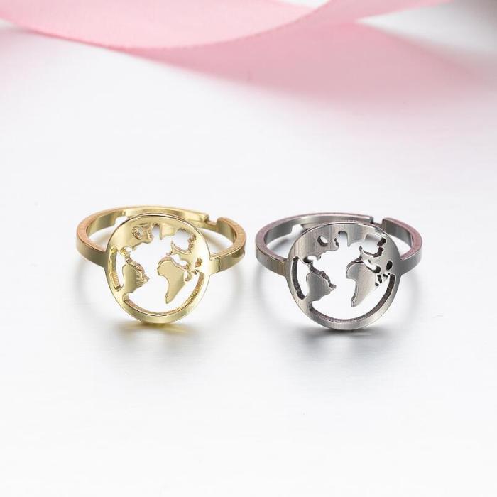 European and American Cross-Border New Stainless Steel Geometric Vintage Adjustable Open Ring Star Moon Hand Jewelry Wholesale In Stock