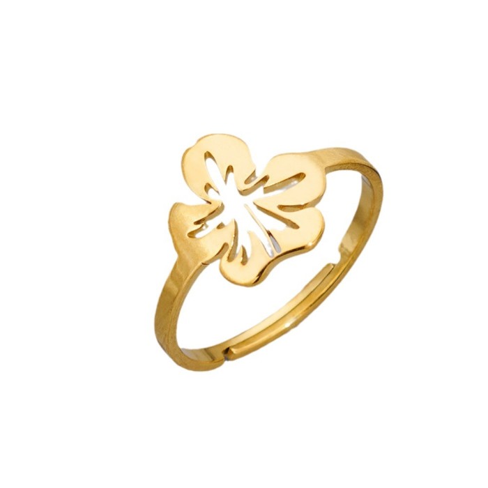 European and American 18K Gold Rings Fashion Couple Style Stainless Steel Spider Web Butterfly Bird Ring Open Cross-Border Accessories