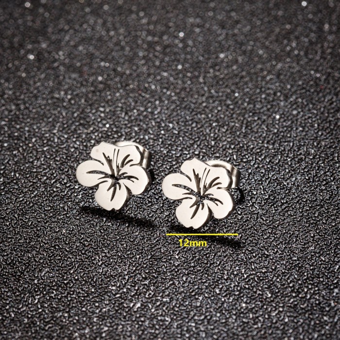 Cross-Border New Fashionable Elegant Stainless Steel Hollow Fresh Flower Simple Earrings Stainless Steel Ear Jewelry Wholesale