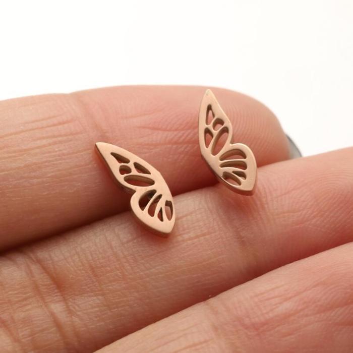 Amazon New Earrings for Girls Cute Spring Summer Butterfly Wings Heart Pattern Personality Stud Earrings In Stock Wholesale