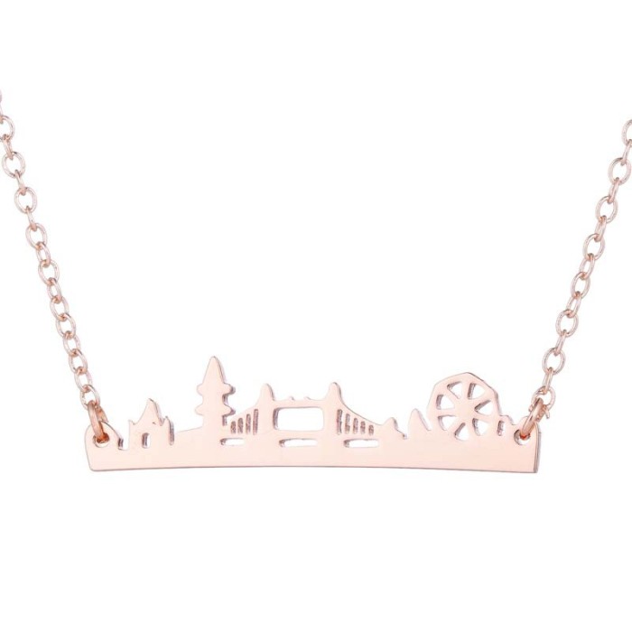 Girl Simple Small Bridge Waterwheel Women's Necklace Ins Fashion New Niche Collarbone Chain Wholesale