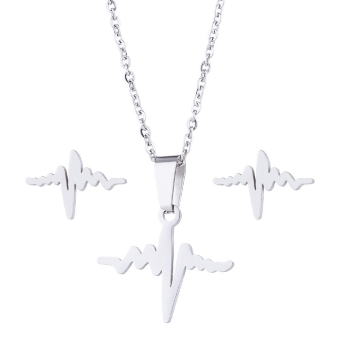 Women's New Personalized Stainless Steel Animal Series Necklace Earrings Fashion Simple Jewelry Set Wholesale