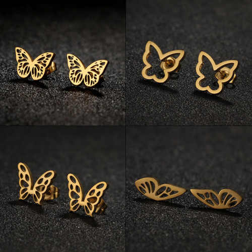Butterfly Earrings for Women 2025 New Stainless Steel Earrings Light Luxury Niche Design Personality Butterfly Wing Ear Jewelry