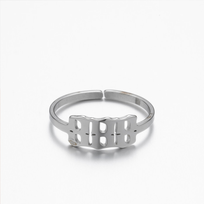 Amazon Lucky Number Angel 111-999 Open 18K Gold Ring Commemorative Gift Stainless Steel Unisex Ring