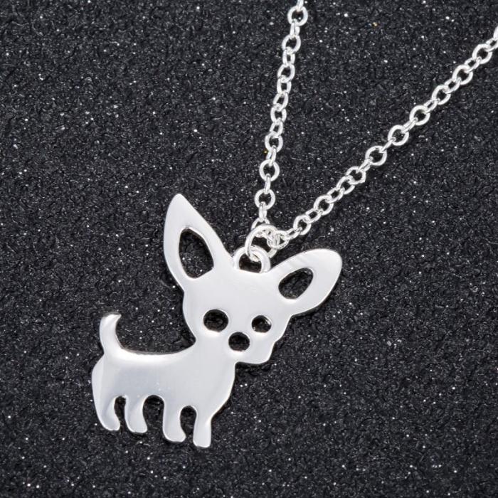 Amazon New Small Animal Pendant Necklace Simple Female Niche Design Sense Stainless Steel Cute Dog Collarbone Chain