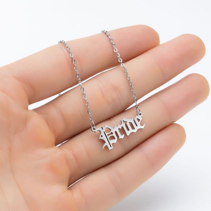 Artistic Letter Collarbone Chain Gothic Angel Princess Prince Pendant Harajuku Girl Necklace Best Friend Gift