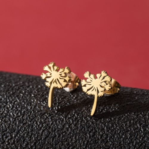 Japanese and Korean Style Mini Small Dandelion Earrings Ins Female Temperament Simple Stainless Steel Personality Flower Earrings Wholesale