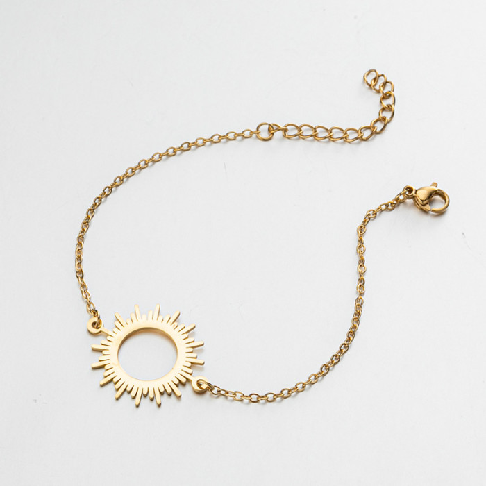 Fashion Geometric Round Pendant Bracelet for Women, Fresh Forest Style Creative Sunflower Bracelet, Elegant Light Luxury Jewelry