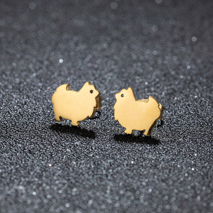 Foreign Trade Cross-Border Stainless Steel Cute Animal Earrings Ins Fashion Cat Rabbit Alpaca Pig Earrings Wholesale