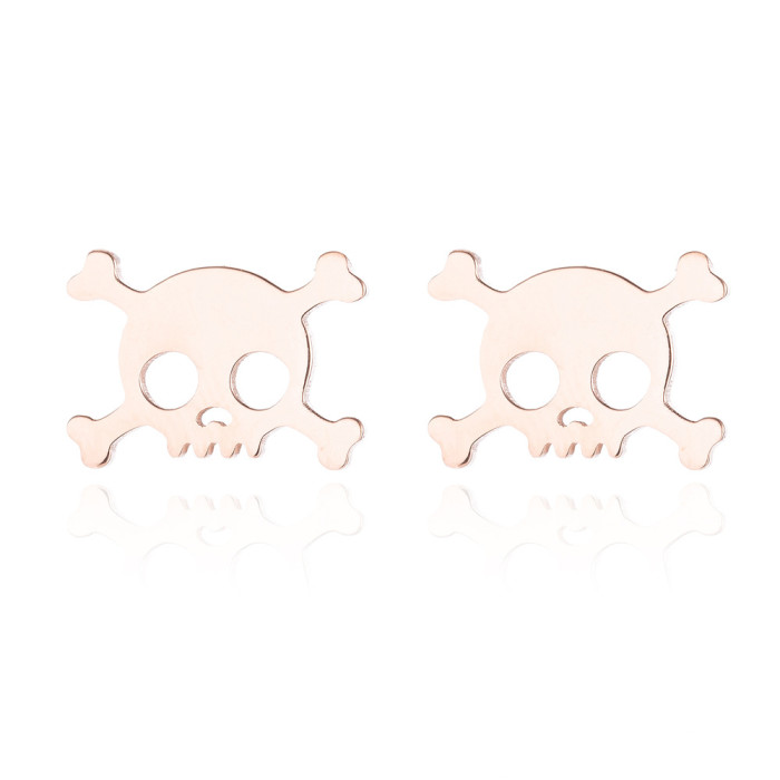 European and American Cross-Border New Women's Personality Skull Earrings Stainless Steel Studs Halloween Manufacturer In Stock Wholesale