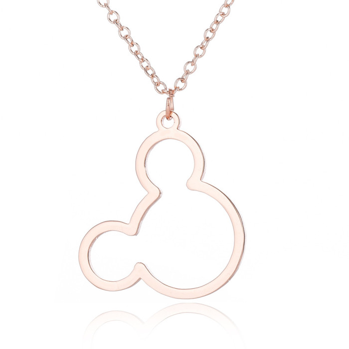Style Stainless Steel Mickey Mouse Necklace Hollow Fashion Mickey Mouse Animal Collarbone Chain Women's Foreign Trade...