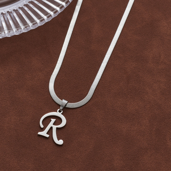 Personalized Fashion 26 English Alphabet Pendant Necklace for Women Versatile Stainless Steel Lucky Letter Accessorie...
