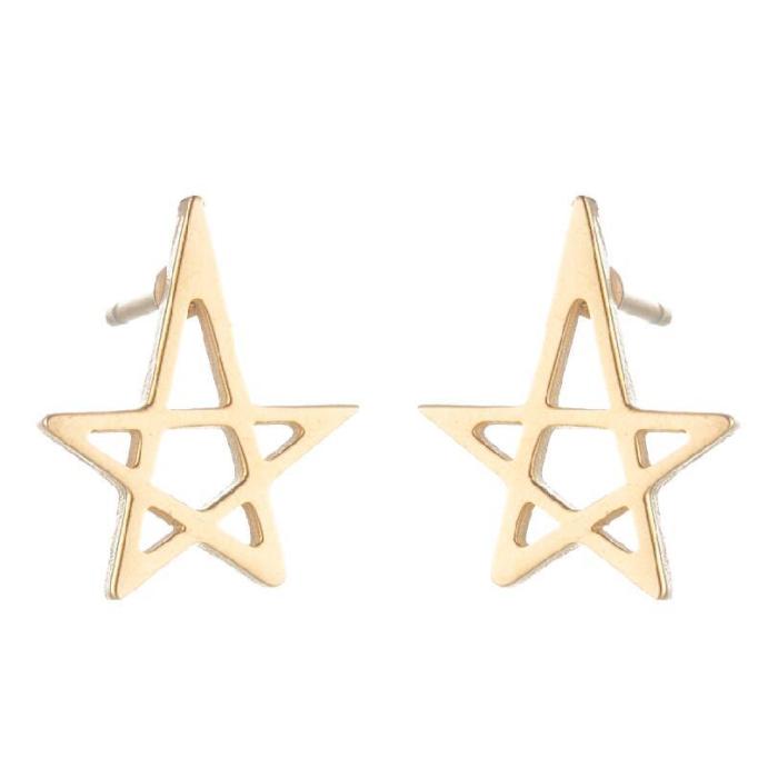 Amazon Fashion New Earrings Ins Heart Stud Earrings Triangle Round Square Geometric Simple Weekly Stud Earrings