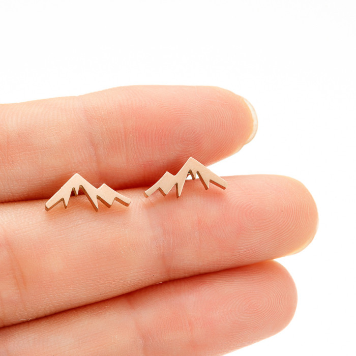 Vintage Forest Style Fresh Stainless Steel Snow Mountain Peak Earrings Ins Korean Version Student Mini Fashion Ear Accessories