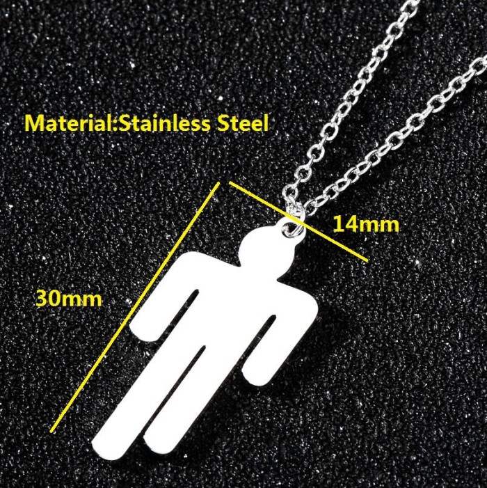 European and American Punk Style Billie Eilish Merchandise Rapper Pendant Necklace Men's Hip Hop Collarbone Chain